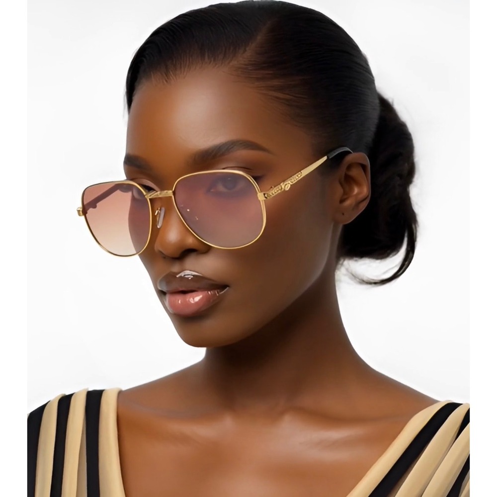 Fashion Eyewear Retro Vintage Womens Sunglasses UV Protect Gold Brown Lens‎ 2026